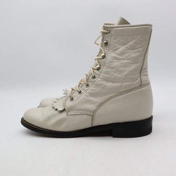 Justin Kiltie Roper Boots Women’s Size 6 B Pearl White Made in USA - Picture 4 of 11